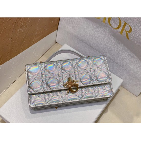Replica Dior Miss Dior Mini Bag Iridescent Metallic Silver