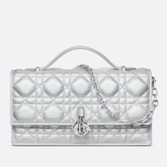 Replica Dior Miss Dior Mini Bag Iridescent Metallic Silver