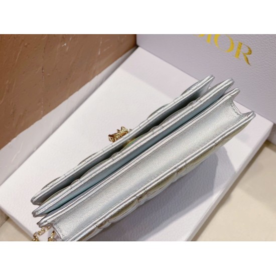 Replica Dior Miss Dior Mini Bag Iridescent Metallic Silver