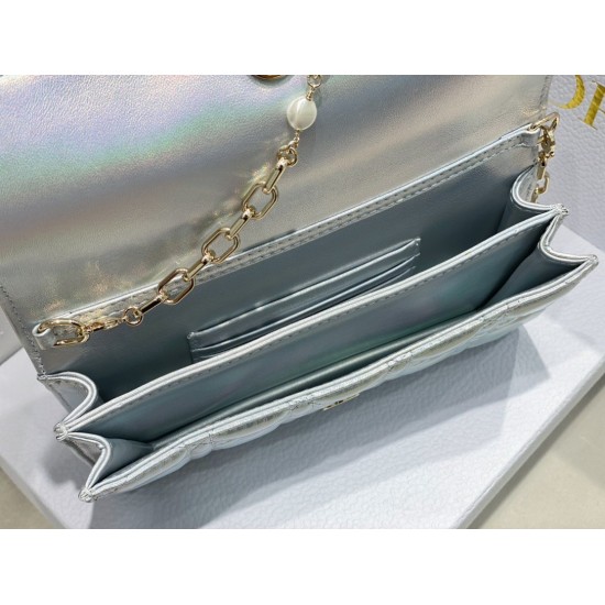 Replica Dior Miss Dior Mini Bag Iridescent Metallic Silver