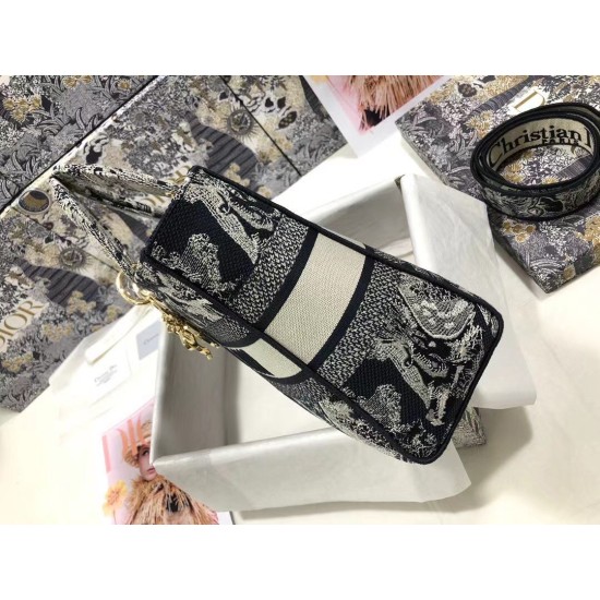 Replica Dior Large Lady D-Lite Bag Toile de Jouy Reverse Embroidery Blue Replica Dior Large Lady D-Lite Bag Toile de Jouy Reverse Embroidery Blue