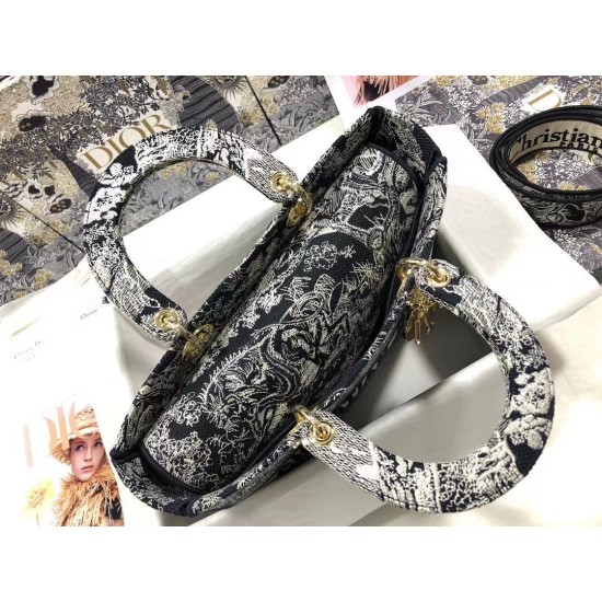 Replica Dior Large Lady D-Lite Bag Toile de Jouy Reverse Embroidery Blue Replica Dior Large Lady D-Lite Bag Toile de Jouy Reverse Embroidery Blue