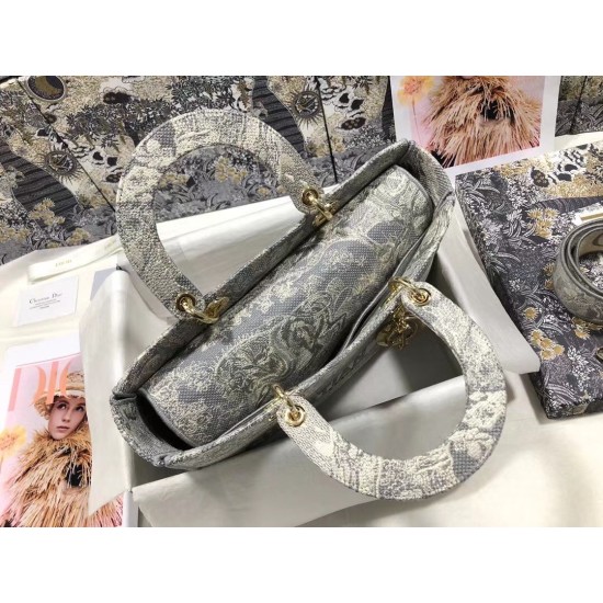 Replica Dior Large Lady D-Lite Bag Toile de Jouy Reverse Embroidery Gray Fake Dior Large Lady D-Lite Bag Toile de Jouy Reverse Embroidery Gray Replica