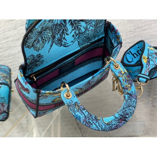 Replica Dior Lady D-Lite Medium Bag Toile de Jouy Voyage Embroidery Multicolor Fake Dior Lady D-Lite Medium Bag Toile de Jouy Voyage Embroidery Multicolor Replica