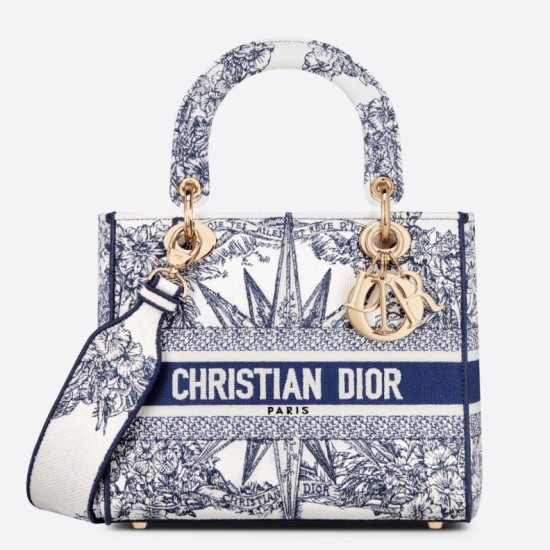 Fake Dior Medium Lady D-Lite Bag Multicolor Rêve d'Infini Embroidery Blue Replica Fake Dior Medium Lady D-Lite Bag Multicolor Rêve d'Infini Embroidery Blue Replica