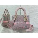 Replica Dior Lady D-Lite Medium Bag Toile de Jouy Reverse Embroidery Grey / Pink Replica Dior Lady D-Lite Medium Bag Toile de Jouy Reverse Embroidery Grey / Pink