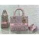 Replica Dior Lady D-Lite Medium Bag Toile de Jouy Reverse Embroidery Grey / Pink Replica Dior Lady D-Lite Medium Bag Toile de Jouy Reverse Embroidery Grey / Pink
