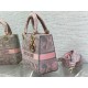 Replica Dior Lady D-Lite Medium Bag Toile de Jouy Reverse Embroidery Grey / Pink Replica Dior Lady D-Lite Medium Bag Toile de Jouy Reverse Embroidery Grey / Pink