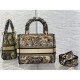 Replica Dior Medium Lady D-Lite Bag Toile de Jouy Embroidery Brown