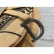 Fake Dior Saddle Bag Jute Canvas with Dior Union Motif Beige Replica