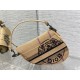 Fake Dior Saddle Bag Jute Canvas with Dior Union Motif Beige Replica
