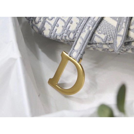 Replica Dior Saddle Bag Dior Oblique Embroidery Gray