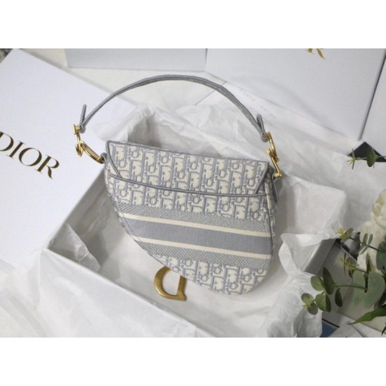 Replica Dior Saddle Bag Dior Oblique Embroidery Gray