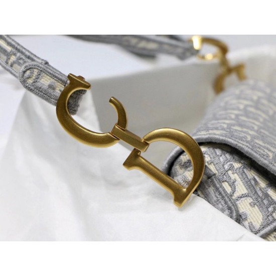 Replica Dior Saddle Bag Dior Oblique Embroidery Gray