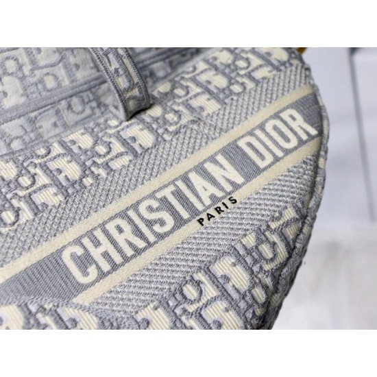 Replica Dior Saddle Bag Dior Oblique Embroidery Gray