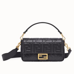 Replica Fendi Medium Baguette Bag FF Motif Black