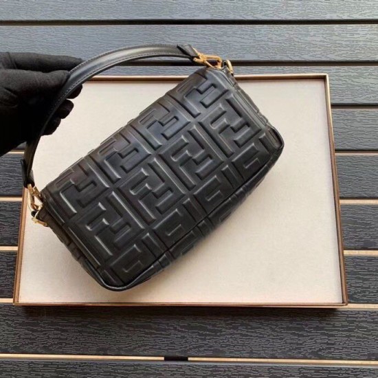 Replica Fendi Medium Baguette Bag FF Motif Black