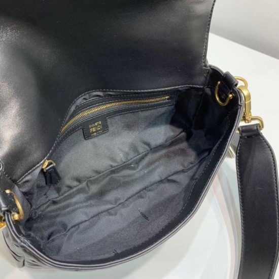 Replica Fendi Medium Baguette Bag FF Motif Black