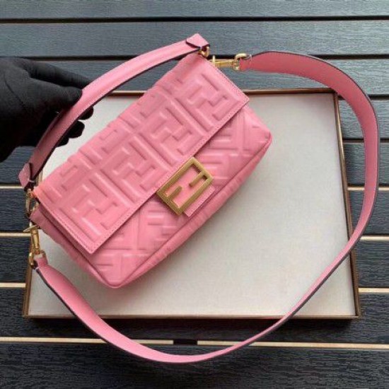 Fake Medium Baguette Bag FF Motif Pink Replica