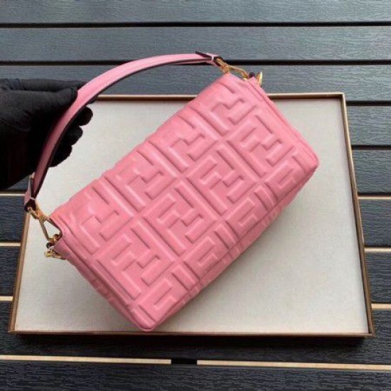 Fake Medium Baguette Bag FF Motif Pink Replica