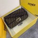 Replica Fendi Baguette Large Bag FF Fabric With Black Trim