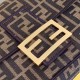 Replica Fendi Baguette Large Bag FF Fabric With Black Trim