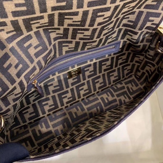 Replica Fendi Baguette Large Bag FF Fabric With Black Trim