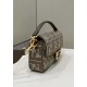 Replica Baguette 8BR600 houndstooth wool bag with FF embroidery Brown