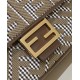 Replica Baguette 8BR600 houndstooth wool bag with FF embroidery Brown