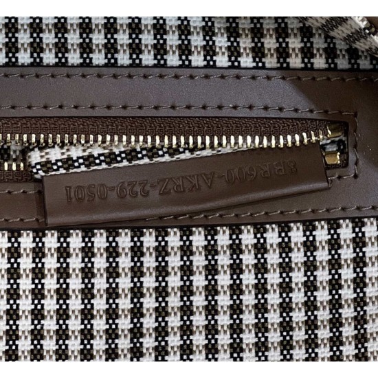 Replica Baguette 8BR600 houndstooth wool bag with FF embroidery Brown