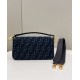 Replica Fendi 8BR600 Baguette Chain Midi FF tapestry fabric bag Navy Blue 