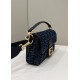 Replica Fendi 8BR600 Baguette Chain Midi FF tapestry fabric bag Navy Blue 