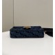 Replica Fendi 8BR600 Baguette Chain Midi FF tapestry fabric bag Navy Blue 