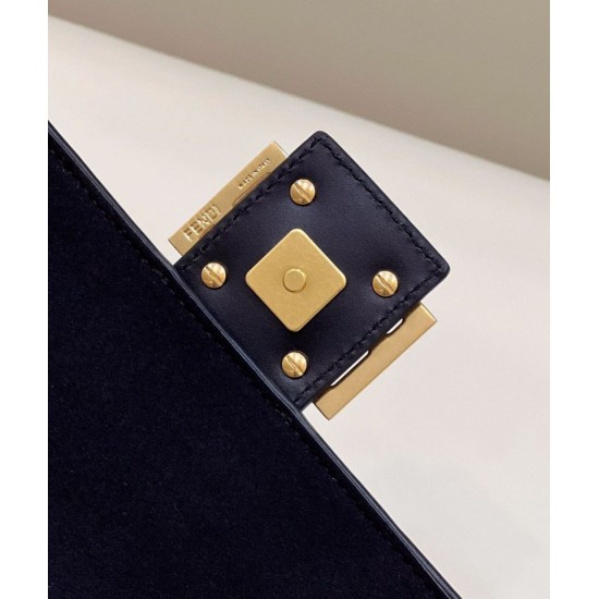 Replica Fendi 8BR600 Baguette Chain Midi FF tapestry fabric bag Navy Blue 