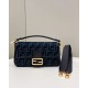 Replica Fendi 8BR600 Baguette Chain Midi FF tapestry fabric bag Navy Blue 