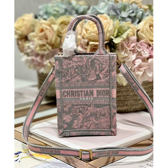 Replica Christian Dior Mini Dioriviera Dior Book Tote Phone Bag Pink