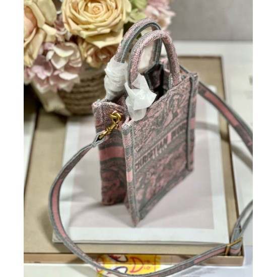 Replica Christian Dior Mini Dioriviera Dior Book Tote Phone Bag Pink