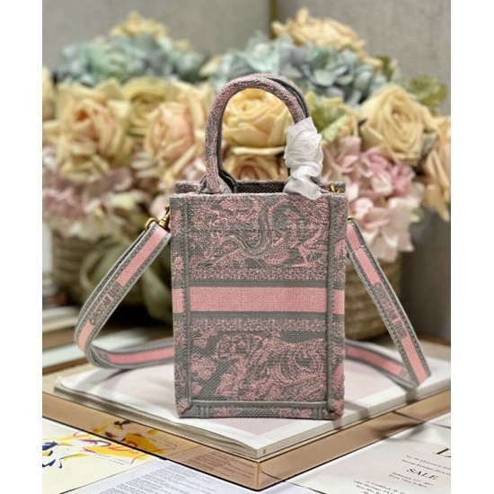 Replica Christian Dior Mini Dioriviera Dior Book Tote Phone Bag Pink