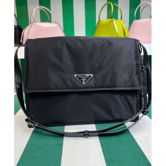 Replica Prada Re-Nylon Large Padded Shoulder Bag 1BD256 Black