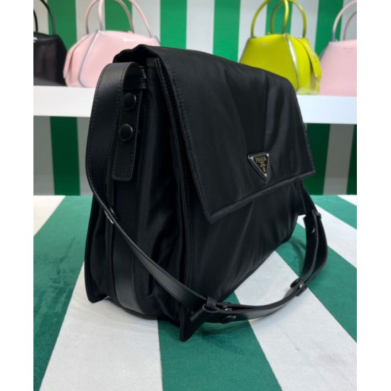 Replica Prada Re-Nylon Large Padded Shoulder Bag 1BD256 Black