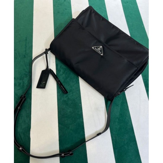 Replica Prada Re-Nylon Large Padded Shoulder Bag 1BD256 Black