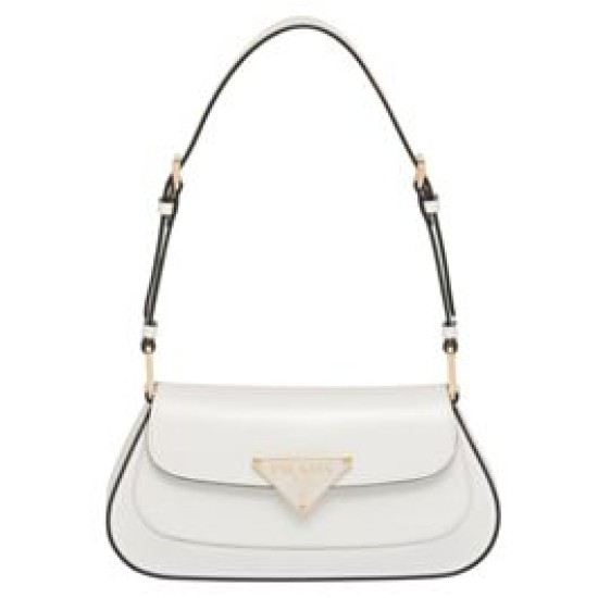 Replica Prada Brushed Leather Shoulder Bag 1BD345 White Replica Prada Brushed Leather Shoulder Bag 1BD345 White