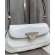 Replica Prada Brushed Leather Shoulder Bag 1BD345 White Replica Prada Brushed Leather Shoulder Bag 1BD345 White