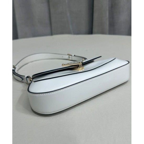 Replica Prada Brushed Leather Shoulder Bag 1BD345 White Replica Prada Brushed Leather Shoulder Bag 1BD345 White
