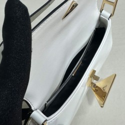 Replica Prada Brushed Leather Shoulder Bag 1BD345 White