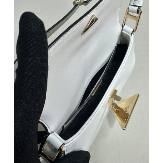 Replica Prada Brushed Leather Shoulder Bag 1BD345 White Replica Prada Brushed Leather Shoulder Bag 1BD345 White
