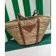 Replica Prada Straw And Leather Tote Bag 1BG312 Coffee