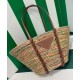 Replica Prada Straw And Leather Tote Bag 1BG312 Coffee