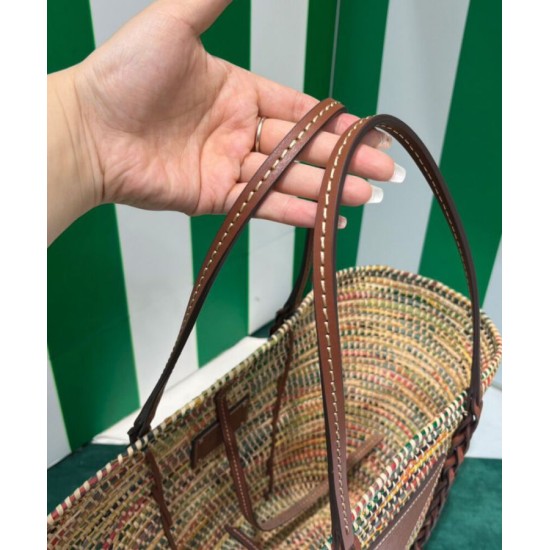 Replica Prada Straw And Leather Tote Bag 1BG312 Coffee
