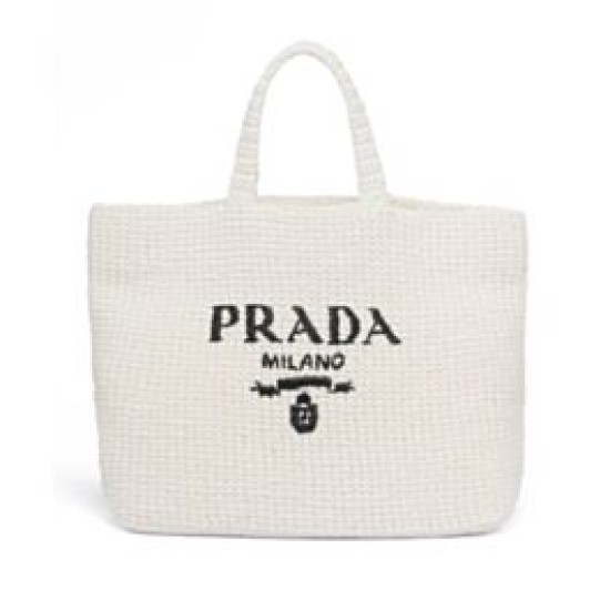 Replica Prada Crochet Tote Bag 1BG392 Cream